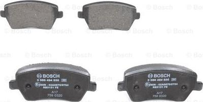 BOSCH 0 986 494 856 - Гальмівні колодки, дискові гальма avtolavka.club