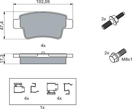 BOSCH 0 986 494 222 - Гальмівні колодки, дискові гальма avtolavka.club