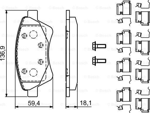 BOSCH 0 986 494 725 - Гальмівні колодки, дискові гальма avtolavka.club