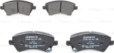 BOSCH 0 986 495 243 - Гальмівні колодки, дискові гальма avtolavka.club