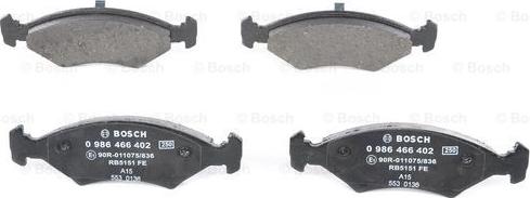 BOSCH 0 986 466 402 - Гальмівні колодки, дискові гальма avtolavka.club