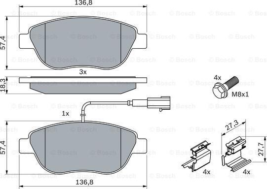 BOSCH 0 986 424 596 - Гальмівні колодки, дискові гальма avtolavka.club