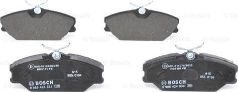 BOSCH 0 986 424 533 - Гальмівні колодки, дискові гальма avtolavka.club