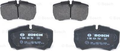 BOSCH 0 986 424 750 - Гальмівні колодки, дискові гальма avtolavka.club