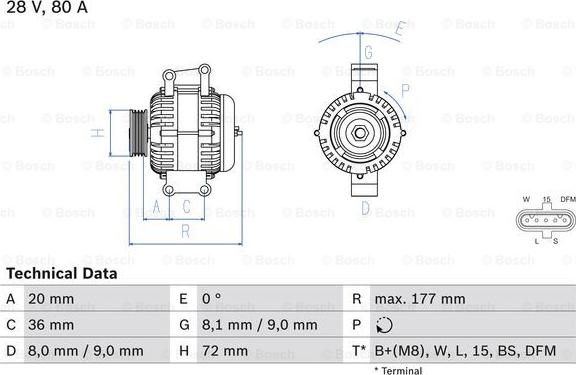 BOSCH 0 986 046 580 - Генератор avtolavka.club