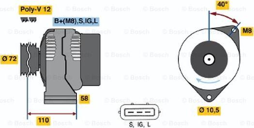 BOSCH 0 986 046 040 - Генератор avtolavka.club