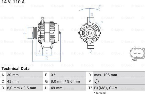 BOSCH 0 986 046 130 - Генератор avtolavka.club