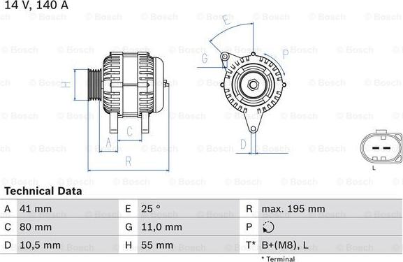 BOSCH 0 986 046 210 - Генератор avtolavka.club