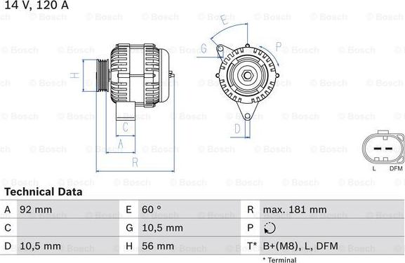 BOSCH 0 986 042 550 - Генератор avtolavka.club