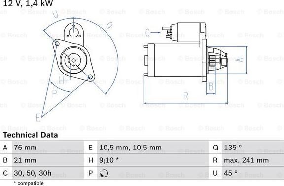 BOSCH 0 986 014 840 - Стартер avtolavka.club