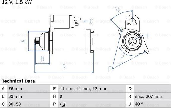 BOSCH 0 986 015 970 - Стартер avtolavka.club