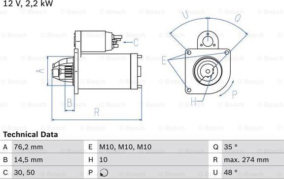 BOSCH 0 986 015 090 - Стартер avtolavka.club