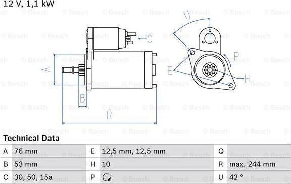 BOSCH 0 986 016 110 - Стартер avtolavka.club