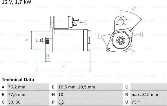 BOSCH 0 986 016 250 - Стартер avtolavka.club