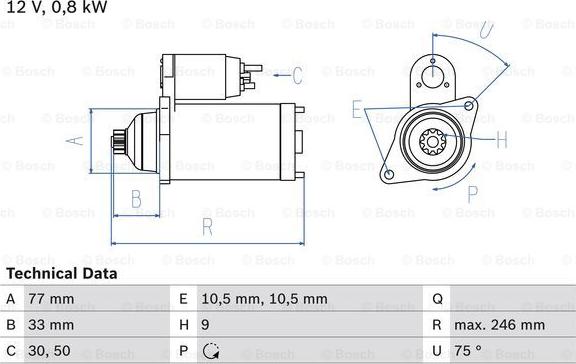 BOSCH 0 986 010 580 - Стартер avtolavka.club