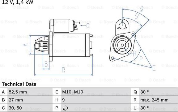 BOSCH 0 986 013 010 - Стартер avtolavka.club