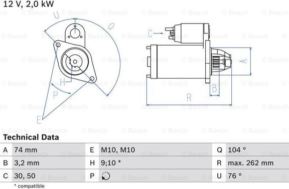 BOSCH 0 986 017 500 - Стартер avtolavka.club