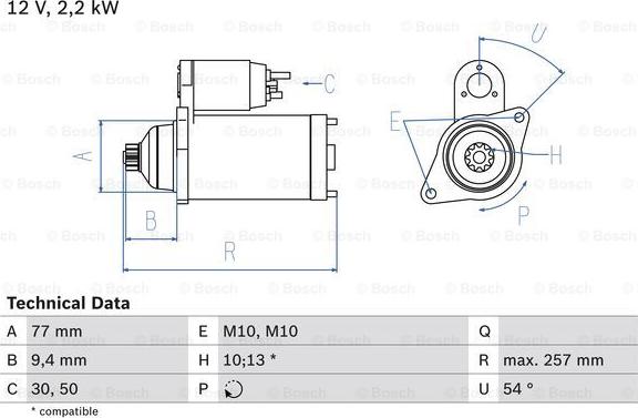 BOSCH 0 986 017 611 - Стартер avtolavka.club