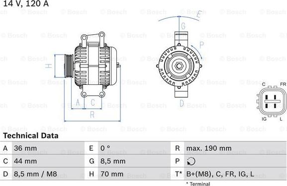 BOSCH 0 986 082 050 - Генератор avtolavka.club