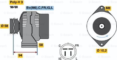 BOSCH 0 986 038 551 - Генератор avtolavka.club