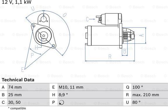 BOSCH 0 986 021 550 - Стартер avtolavka.club