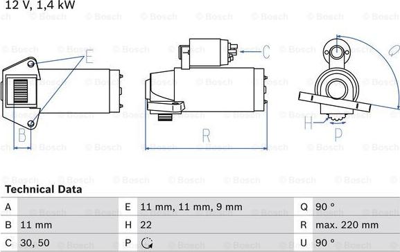 BOSCH 0 986 022 561 - Стартер avtolavka.club