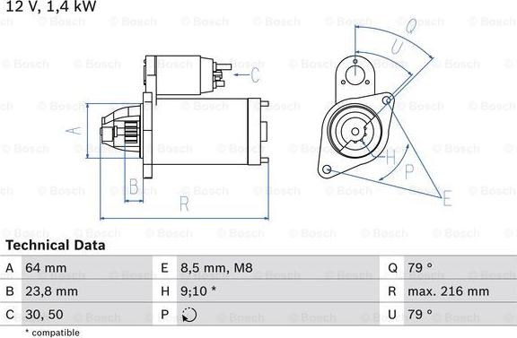 BOSCH 0 986 022 730 - Стартер avtolavka.club