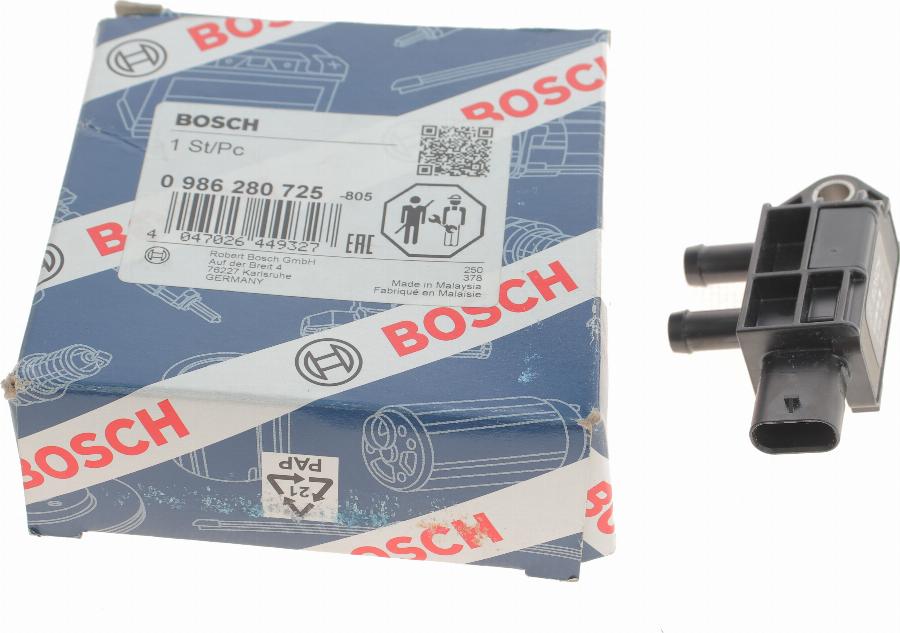 BOSCH 0 986 280 725 - Датчик, тиск вихлопних газів avtolavka.club