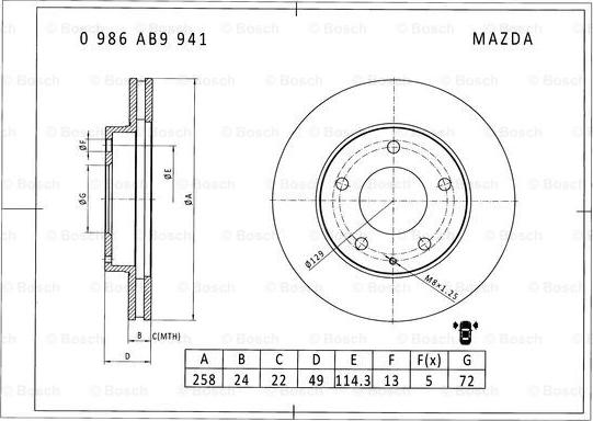 BOSCH 0 986 AB9 941 - Гальмівний диск avtolavka.club