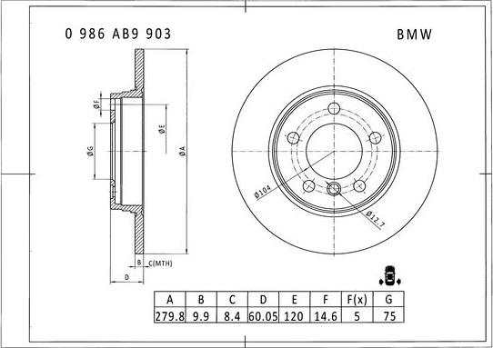 BOSCH 0 986 AB9 903 - Гальмівний диск avtolavka.club