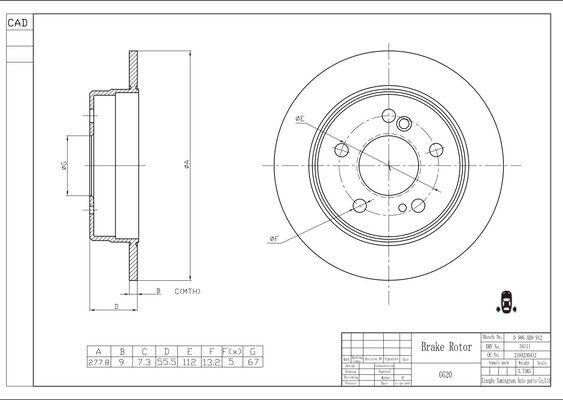 BOSCH 0 986 AB9 912 - Гальмівний диск avtolavka.club