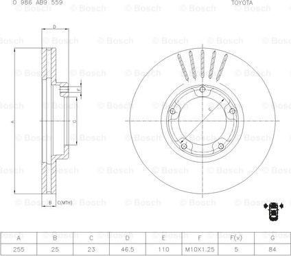 BOSCH 0 986 AB9 559 - Гальмівний диск avtolavka.club