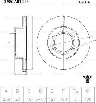 BOSCH 0 986 AB9 558 - Гальмівний диск avtolavka.club