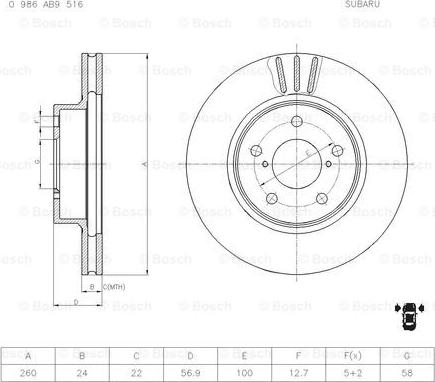 BOSCH 0 986 AB9 516 - Гальмівний диск avtolavka.club