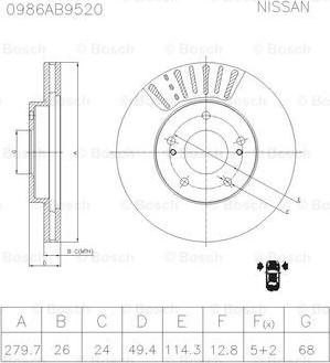 BOSCH 0 986 AB9 520 - Гальмівний диск avtolavka.club