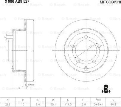 BOSCH 0 986 AB9 527 - Гальмівний диск avtolavka.club