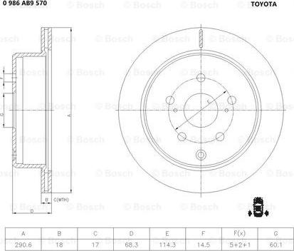 BOSCH 0 986 AB9 570 - Гальмівний диск avtolavka.club