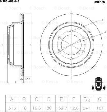 BOSCH 0 986 AB9 649 - Гальмівний диск avtolavka.club