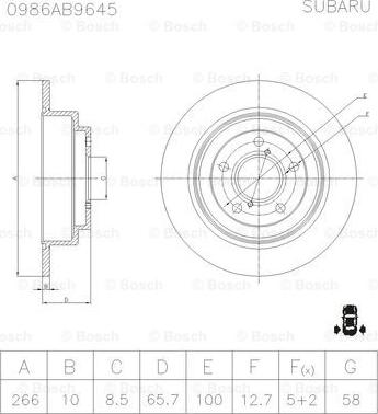 BOSCH 0 986 AB9 645 - Гальмівний диск avtolavka.club