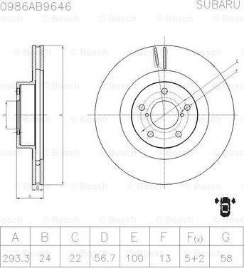 BOSCH 0 986 AB9 646 - Гальмівний диск avtolavka.club