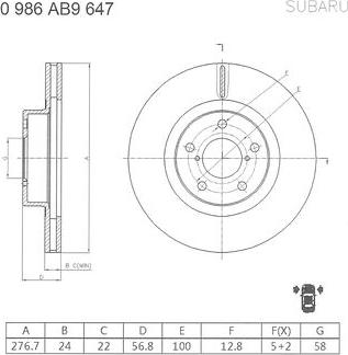 BOSCH 0 986 AB9 647 - Гальмівний диск avtolavka.club