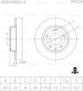 BOSCH 0 986 AB9 614 - Гальмівний диск avtolavka.club