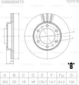 BOSCH 0 986 AB9 670 - Гальмівний диск avtolavka.club