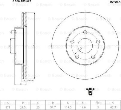 BOSCH 0 986 AB9 672 - Гальмівний диск avtolavka.club