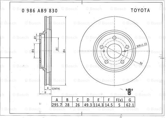 BOSCH 0 986 AB9 830 - Гальмівний диск avtolavka.club