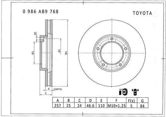 BOSCH 0 986 AB9 768 - Гальмівний диск avtolavka.club