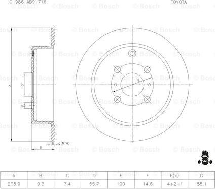 BOSCH 0 986 AB9 716 - Гальмівний диск avtolavka.club