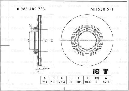 BOSCH 0 986 AB9 783 - Гальмівний диск avtolavka.club