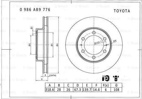 BOSCH 0 986 AB9 776 - Гальмівний диск avtolavka.club