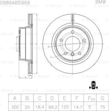 BOSCH 0 986 AB5 969 - Гальмівний диск avtolavka.club